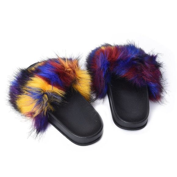 Faux Fur Fairy Open Toe Slippers Multicolor - Picture 2 of 3
